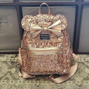 Disney Loungefly Minnie Backpack Rose Gold Collectors Edition